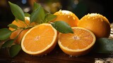 Fototapeta Niebo - delicious fresh orange with black and blur background