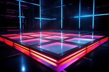 Wall Mural - luminescent dance floor panels enhancing the atmosphere in a nightclub, contributing to the vibrant 