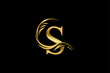 Gold letter S logo design with beautiful leaf, flower and feather ornaments. initial letter S. monogram S flourish. suitable for logos for boutiques, businesses, companies, beauty, offices, spas, etc
