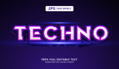Wall Mural - Design editable text effect, techno text vector illustration