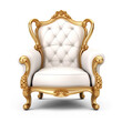 Luxurious white leather armchair. Cut out on transparent