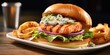Treat your taste buds to a unique blend of flavors with a seafood burger showcasing a succulent grilled salmon patty, enhanced with a zesty lemon dill mayo, crispy lettuce, and a touch of