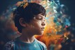 Illustration or poster for World Autism Day featuring children with autism. Generative AI