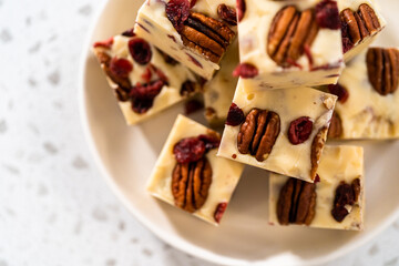 Wall Mural - Homemade White Chocolate Cranberry Pecan Fudge