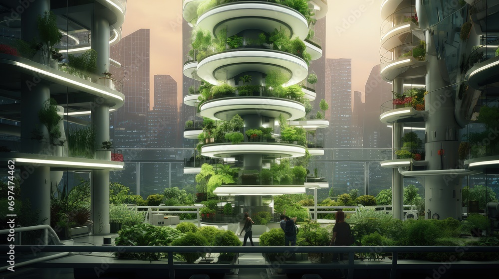 Innovative vertical farm showcasing sustainable agriculture and urban ...