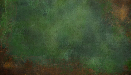 Wall Mural - Green, brown gradient grunge wall, abstract background