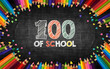 100 days of school school equipment kids school' in arrangement 3d background