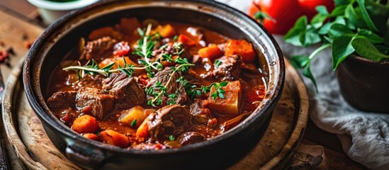 Wall Mural - Hungarian beef stew with paprika - a traditional meal.