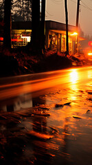 Canvas Print - time lapse of traffic at rain night