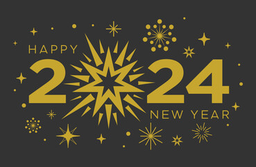 Happy New Year typography text script, 2004 logo design vector, Celebration template design, 
fireworks background, clipart for Merry Christmas and Happy new year card, banner, illustration