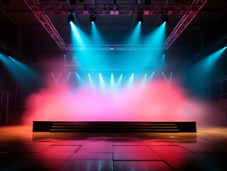 Poster - vibrant concert stage with pink and blue lighting, creating a lively event atmosphere. generative ai