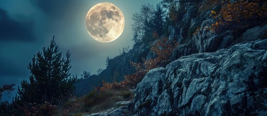 Wall Mural - nighttime full moon.