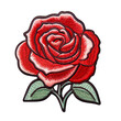 red rose embroidered patch badge isolated on transparent background Remove png, Clipping Path, pen tool