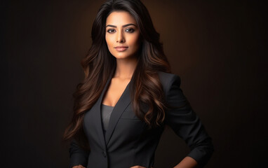 Young and confident indian businesswoman in suit, ready for going to office