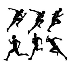 Wall Mural - Collection silhouette of people running pose. Group of silhouette of runner people.