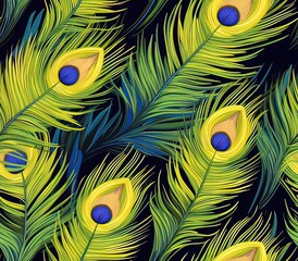 Wall Mural - Peacock Feather Seamless Pattern