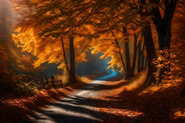 Wall Mural - autumn forest in the morning