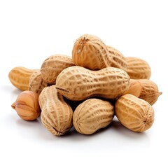 Poster - Organic peanuts in shell isolated on white background. Heap of peanut closeup