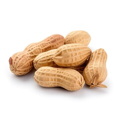 Poster - Organic peanuts in shell isolated on white background. Heap of peanut closeup