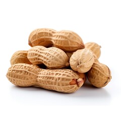 Poster - Organic peanuts in shell isolated on white background. Heap of peanut closeup