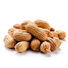 Poster - Organic peanuts in shell isolated on white background. Heap of peanut closeup