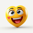 © Ash - A 3D graphic of a heart-shaped love emoticon with a smiling expression, suitable for Valentine's Day and romantic occasions.
