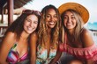 Beachside Smiles: Trio of Friends Enjoying Summer