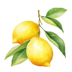 Wall Mural - lemon watercolor illustration isolated on white or transparent background