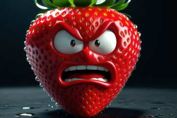 Wall Mural - strawberry face, generated by artificial intelligence