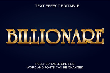 3D TEXT EFFECT BILLIONARE GOLD VECTOR EDITABLE