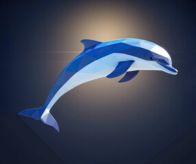 Sticker - cute 3d cartoon dolphin