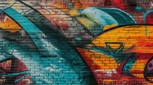 Abstract Creative Graffiti Graffiti Street Art Grunge Painting On Brick Wall With Colorful Shapes, Pop Music , Artist Retro Style