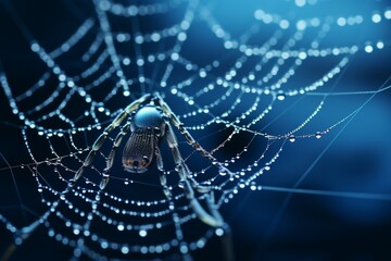 spider web with dew drops