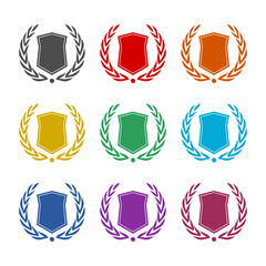 Sticker - Shield with laurel wreath  icon isolated on white background. Set icons colorful