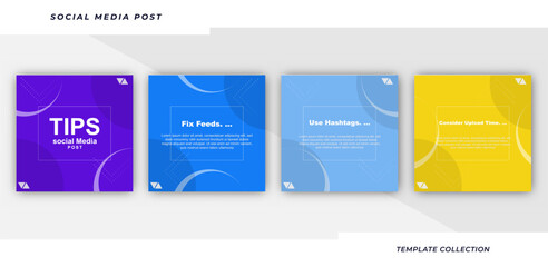 Tips social media tutorial, tips, post banner layout template background design element
