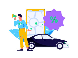 Wall Mural - Flat vector concept operation hand drawn illustration of people taking a taxi
