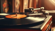 A Vinyl Record Spinning On A Turntable With A Warm Ambiance