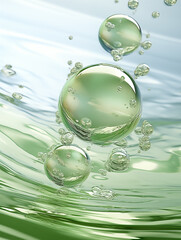 Poster - water drops on green background