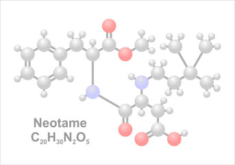 Wall Mural - Neotame. Simplified scheme of the molecule.