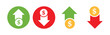 © Abderrahmen - Up and down dollar arrow vector icon, Dollar increase decrease icon in flat style