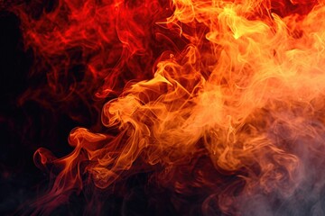 Wall Mural - a captivating close-up image showcasing the vibrant colors of red and yellow fire against a dark bla
