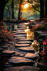 Poster - Closeup of stone road in forest