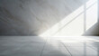 © PETR BABKIN - Room with Marble Walls and Floor, White Walls, White Marble Interior, Realistic Light and Shadow, Angular Dynamic White Stone Floor, Fully Rendered Light in Shadow, Detailed Natural Light.