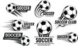 © Happy Man - Soccer ball football tournament set icons. Symbol or emblem. vector illustration