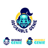 Fototapeta Młodzieżowe - Adorable genie cute mascot logo vector