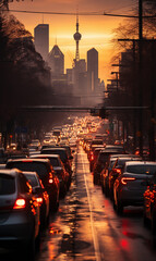 Wall Mural - traffic in the city at night