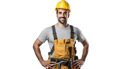 Wall Mural - Smart worker construction man isolated on background