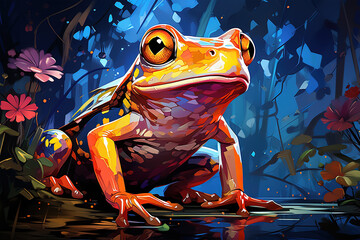 Bright and Colorful A Fauvism Style of a Frog, Generative Ai