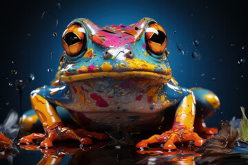 Bright and Colorful A Fauvism Style of a Frog, Generative Ai