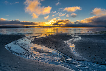 sunrise at witter beach on whidbey island, wa